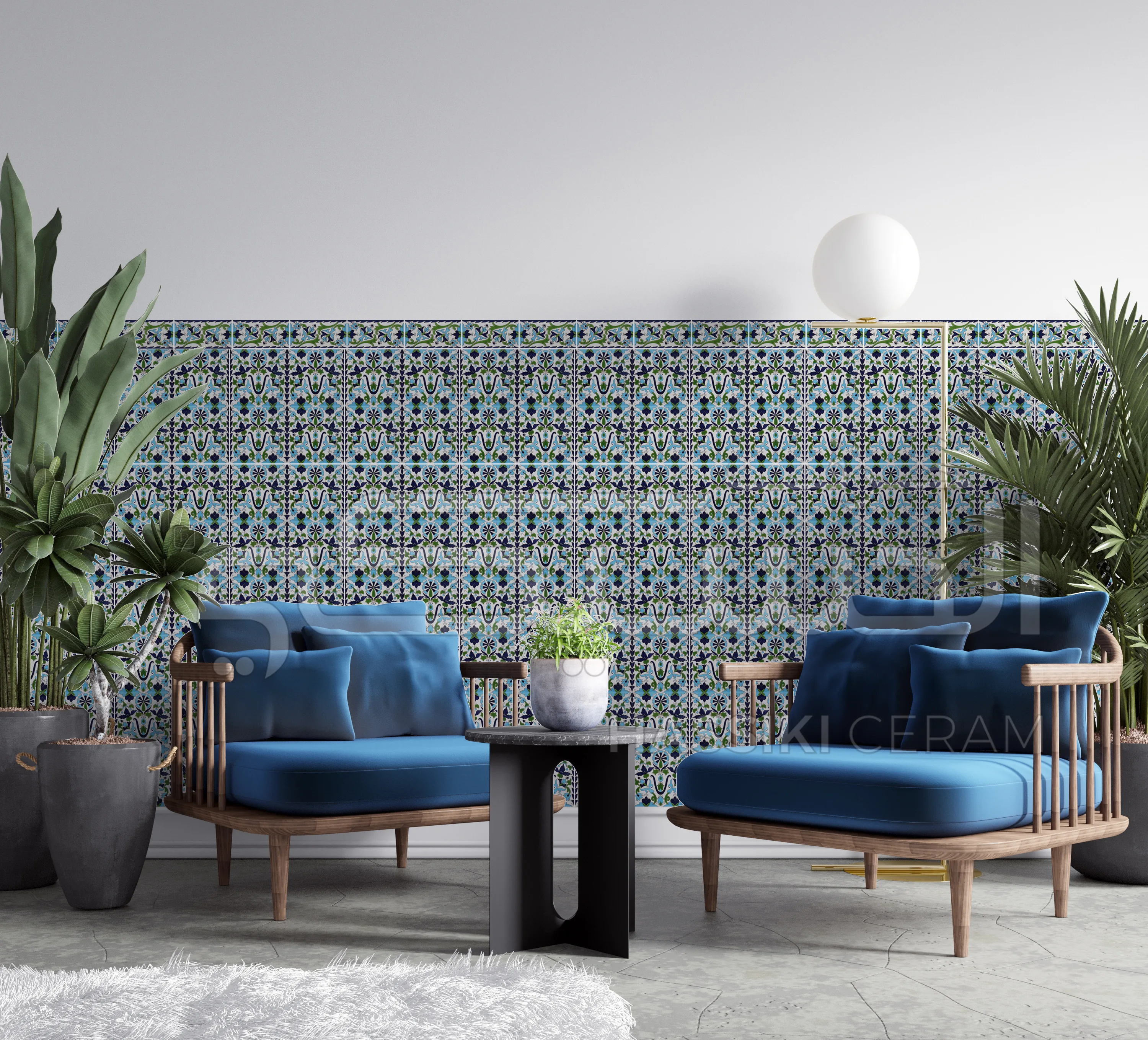 Hôtel boutique — carreaux Jockey Bleu